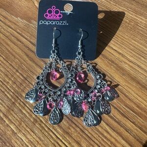 Chandler Silver and Pink Dangle Earrings elegant gem fish hook